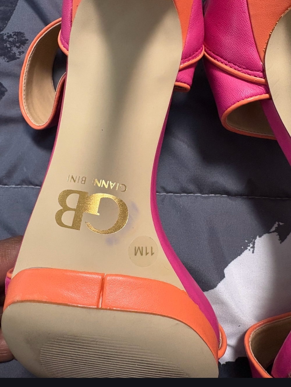 Gianni Bini Bright Pink Ankle-Cuff Open-Toe Heels - Picture 2 of 4